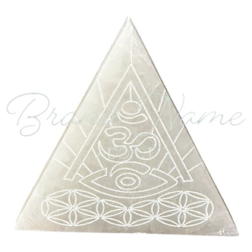 Selenite Hand Carved Chakra Triangle Shaped Coaster Charging Plate